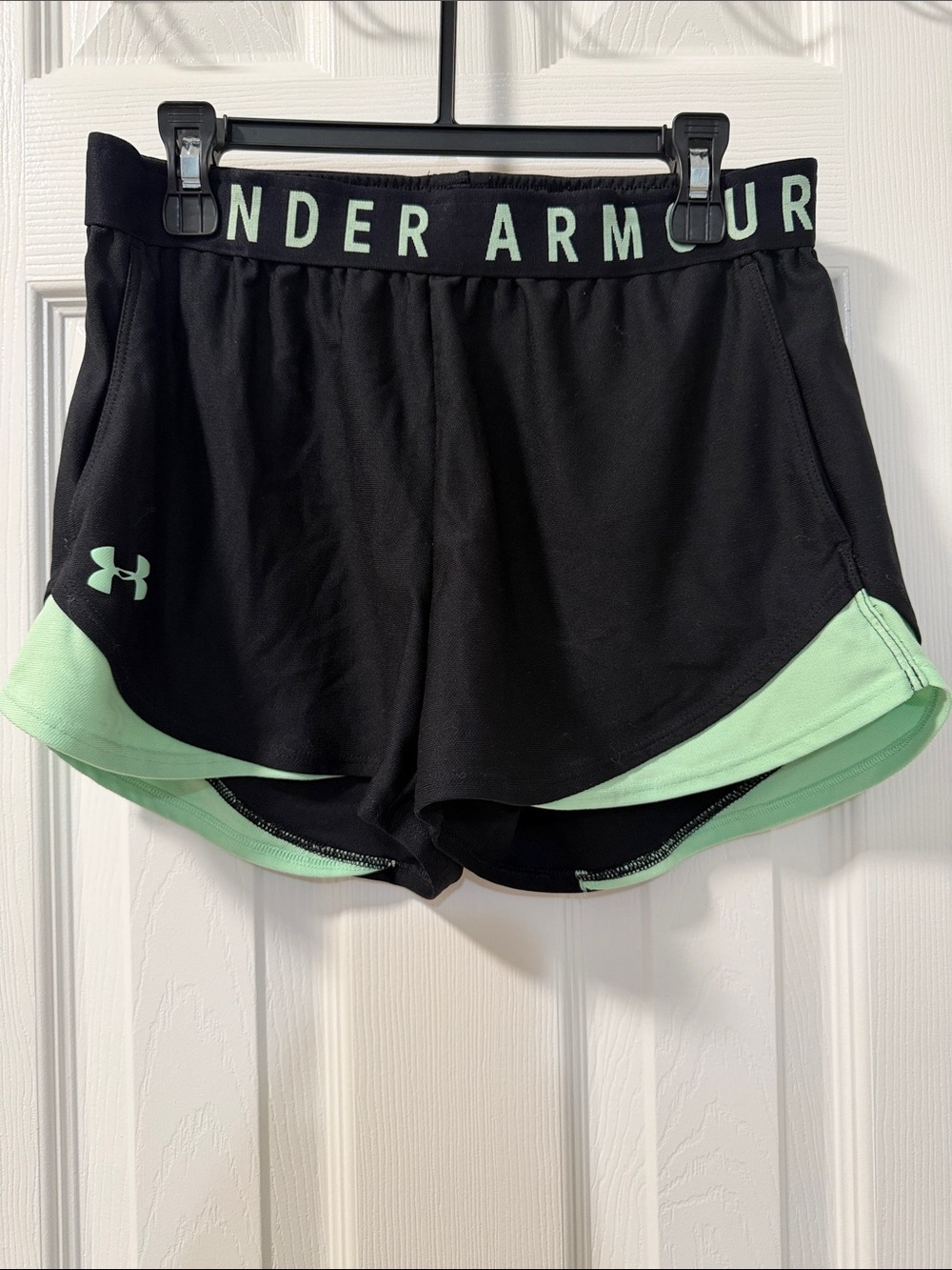 Under Armour Black Athletic Shorts with Mint Trim